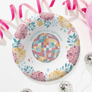 Cuencos De Papel Disco Garden Fiesta Retro Floral Cumpleaños