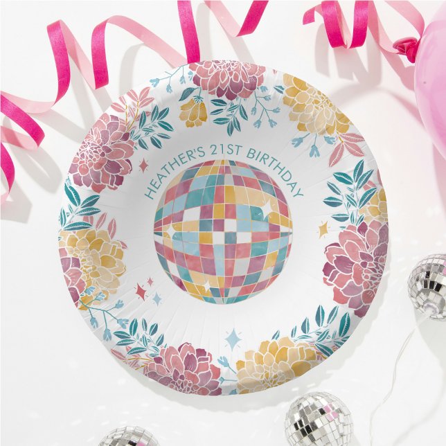 Cuencos De Papel Disco Garden Fiesta Retro Floral Cumpleaños (Subido por el creador)