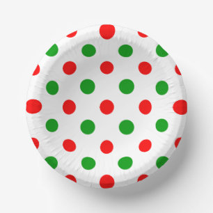 Cuencos De Papel Diseño de lunares blancos rojos y verdes