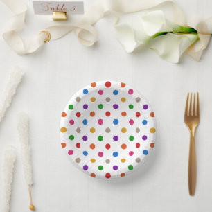 Cuencos De Papel Diseño de lunares de arcoíris colorido blanco