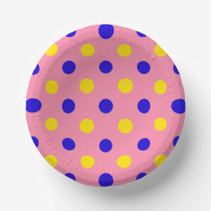 Cuencos De Papel Diseño de lunares rosados azules y amarillos
