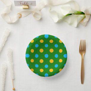 Cuencos De Papel Diseño de lunares verde amarillo negro