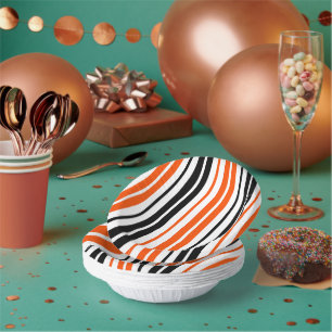 Cuencos De Papel Diseño de patrón de rayas blancas y negras naranja