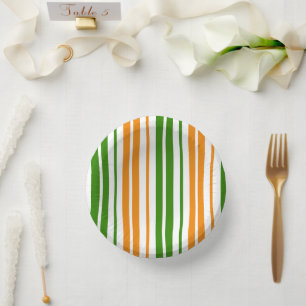 Cuencos De Papel Diseño de rayas verticales naranjas y verdes blanc