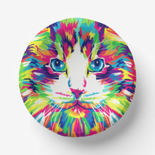 Cuencos De Papel Diseño geométrico prismático de cara de gato-32453