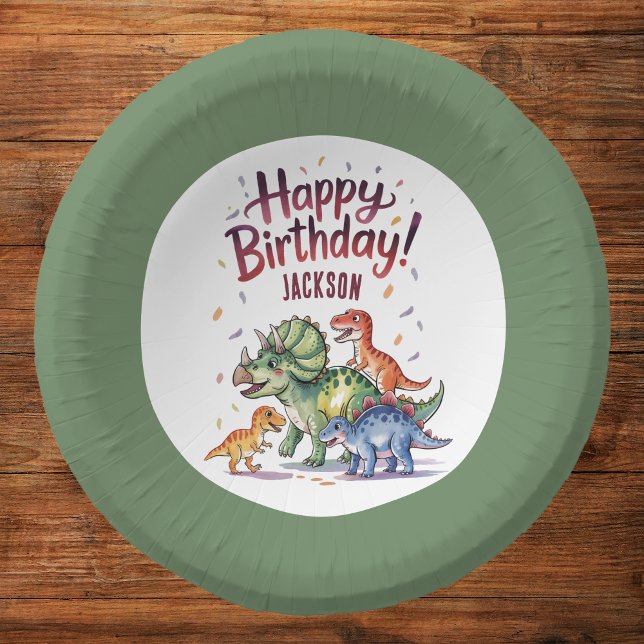 Cuencos De Papel Diversión de cumpleaños de dinosaurio personalizad (Subido por el creador)