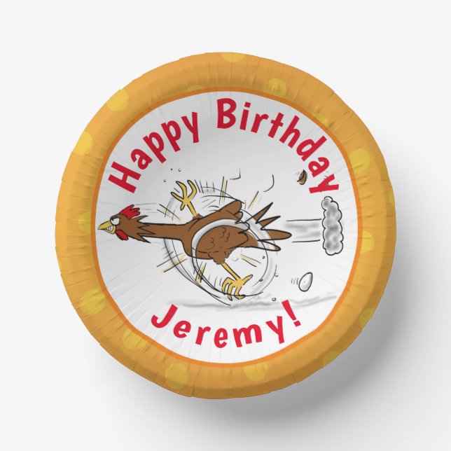 Cuencos De Papel Divertido ilustracion de pollo fresco y personaliz (Anverso)