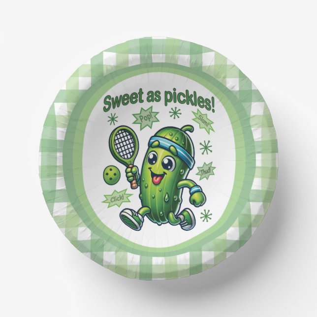 Cuencos De Papel Divertido Lindo Dulce como los Pickles Pickleball (Anverso)