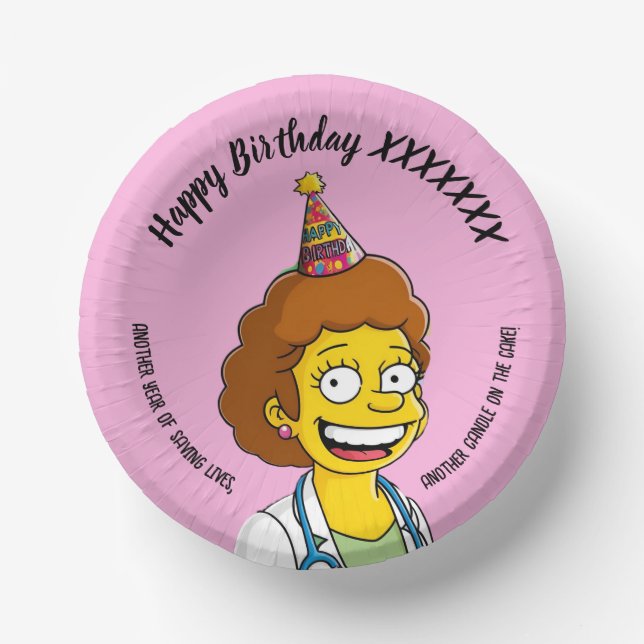 Cuencos De Papel DOCTORS BIRTHDAY pink pediatric fun girl (Anverso)