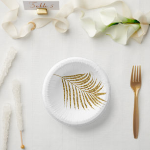 Cuencos De Papel Dorado Brillante Palmas Baby Shower Bodas Tropical