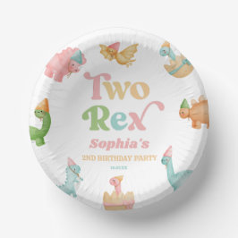 Cuencos De Papel Dos Rex Dinosaur 2º Segundo Partido de Cumpleaños