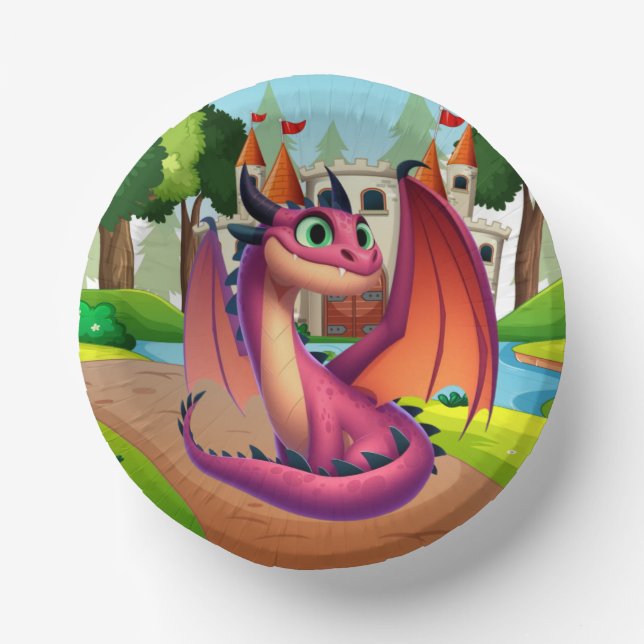Cuencos De Papel Dragón personalizado morado/rojo (Anverso)