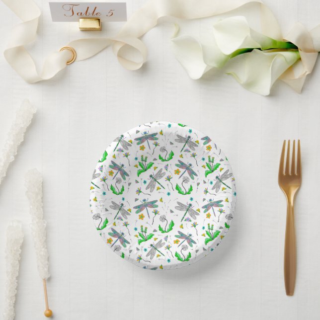 Cuencos De Papel Dragonflies y Dandelions (Boda)