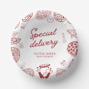 Cuencos De Papel Ducha de bebé divertida de pizza de entrega especi