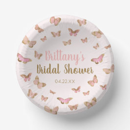 Cuencos De Papel Ducha de Novia con Tema de Mariposa Rosa Marrón