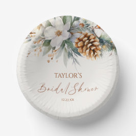 Cuencos De Papel Ducha nupcial de árbol de pino floral de invierno