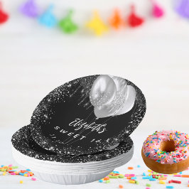 Cuencos De Papel Dulce 16 globos purpurinas de plata negra