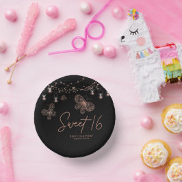 Cuencos De Papel Dulce 16 Rosa Moda de mariposa dorada Cumpleaños m