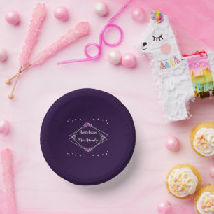 Cuencos De Papel Dulce geométrico morado Rosa plateado 16