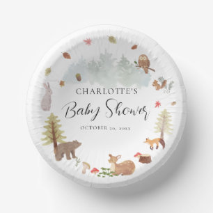 Cuencos De Papel Dulces Animales del Bosque Aquarela Baby Shower
