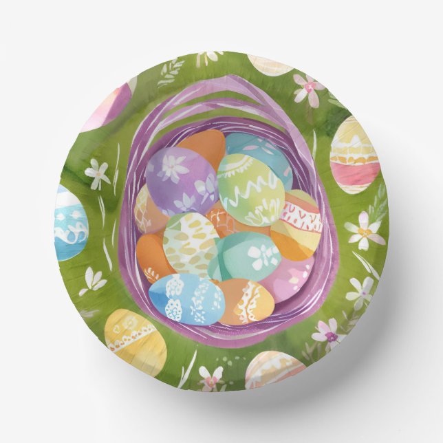 Cuencos De Papel Easter Egg Basket | Spring Pastel Watercolor (Anverso)