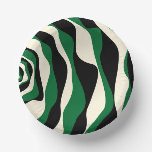 Cuencos De Papel Ebb and Flow 4 en Verde, Crema y Negro