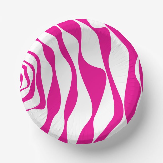 Cuencos De Papel Ebb y Flow 4 en magenta y blanco (Anverso)