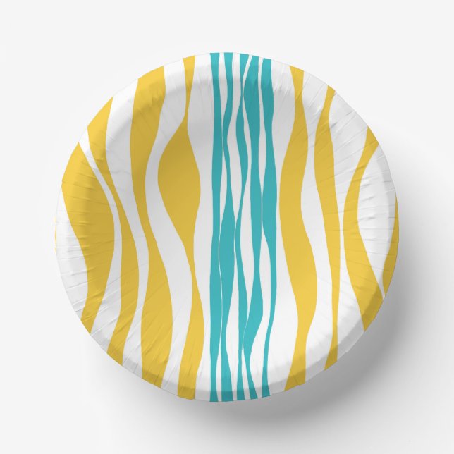 Cuencos De Papel Ebb y Flow - Turquesa y Amarillo (Anverso)