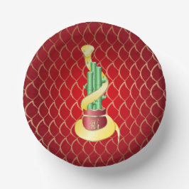 Cuencos De Papel El afortunado bambú del Año Nuevo Chino de la Serp