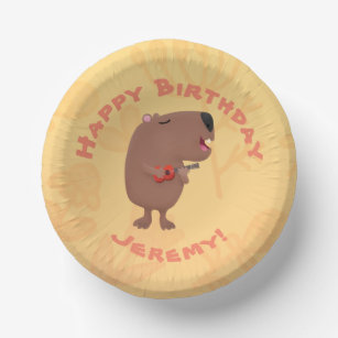 Cuencos De Papel El canto lindo capibara cumpleaños personalizado