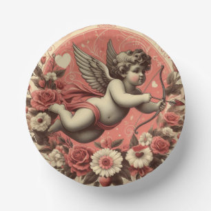 Cuencos De Papel El día de San Valentín clásico/vintage/retro cupid