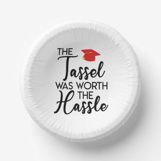 Cuencos De Papel El Tassel Valía La Pena De Graduado Rojo. (Anverso)