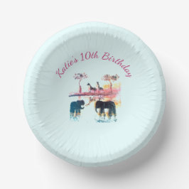 Cuencos De Papel Elefante de cumpleaños, animal de jirafa