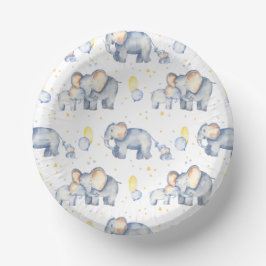Cuencos De Papel Elefante lindo con mami acuarela Baby Shower