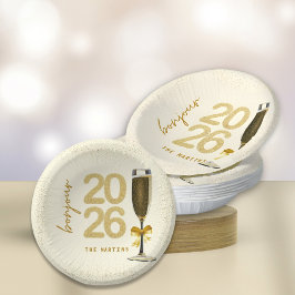 Cuencos De Papel Elegant Champagne New Year Eve Paper Plate