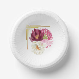 Cuencos De Papel Elegant Floral Watercolor Birthday Party Plate