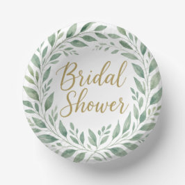 Cuencos De Papel Elegant Greenery Watercolor Boho Bridal Shower