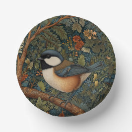 Cuencos De Papel Elegant Retro Art Nouveau woodland bird