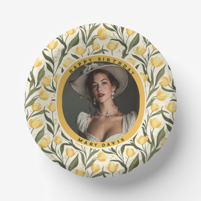 Cuencos De Papel Elegant Tulip Themed Surprise Birthday Party (Anverso)