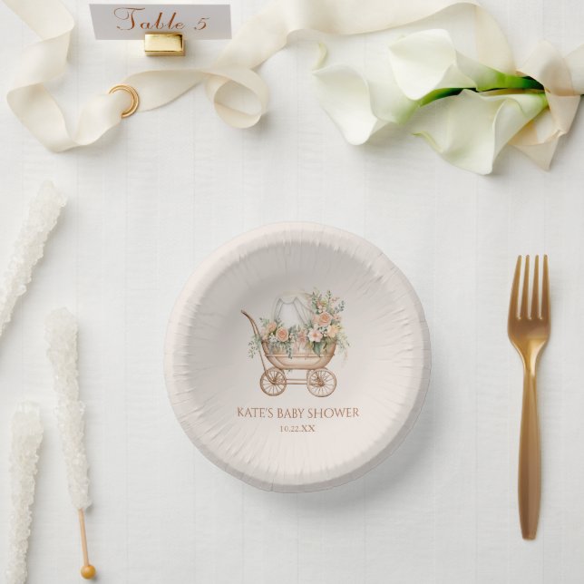 Cuencos De Papel Elegante Baby Shower de portaequipajes para bebés  (Boda)