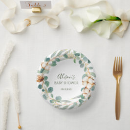 Cuencos De Papel Elegante Baby Shower Floral Eucalyptus Greenery