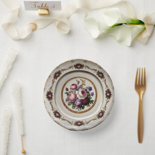 Cuencos De Papel Elegante Boda de cerámica floral violeta