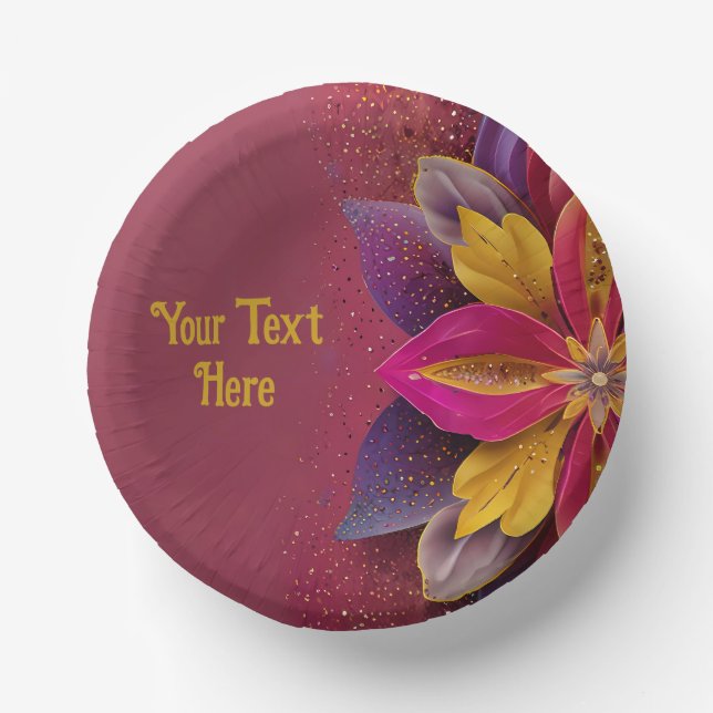 Cuencos De Papel Elegante Boda floral (Anverso)