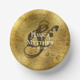 Cuencos De Papel Elegante Boda Metalizado de Oro