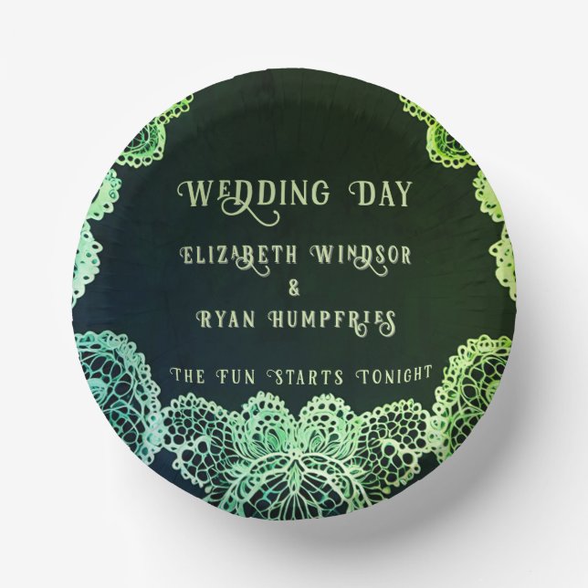 Cuencos De Papel Elegante Lace" Boda Invitación Colección (Anverso)