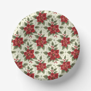 Cuencos De Papel Elegante poinsettia para fiesta de Navidad