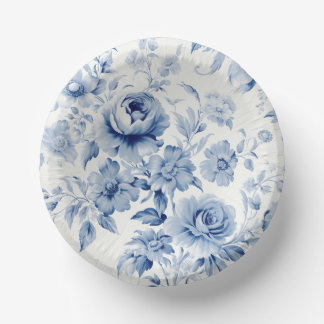 Cuencos De Papel Elegantes Rosas de color azul pastel