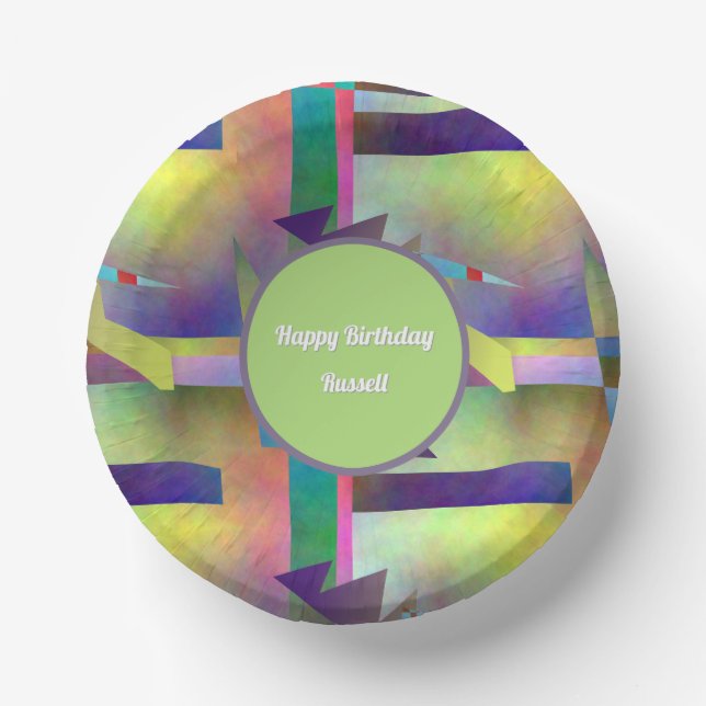 Cuencos De Papel Elemental Abstract Pattern Any Age Adult Birthday  (Anverso)