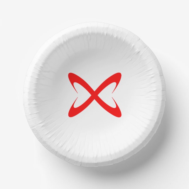 Cuencos De Papel Equis Monograma de Letra Roja con Estilo (Anverso)