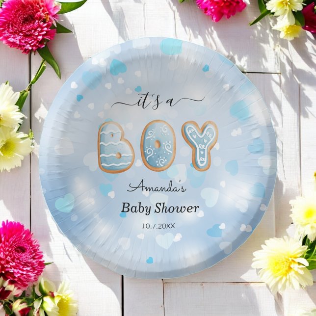 Cuencos De Papel Es un chico Baby Shower azul blanco (Subido por el creador)